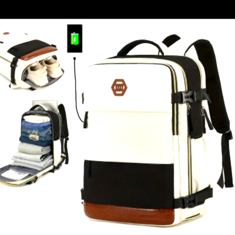 In Black OR White Heavy Backpack or Heavy Duty Carry On w/Built in Power Station